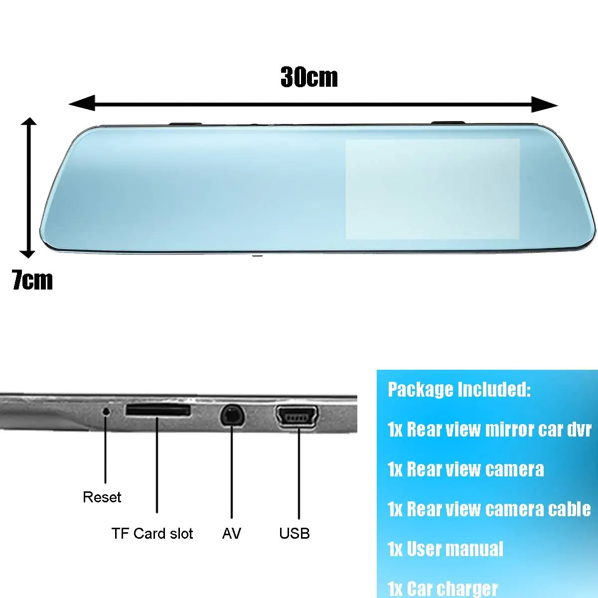 

Full HD 1080P Car Dvr Camera Auto 4.3 Inch Rearview Mirror Digital Video Recorder Dual Lens Registratory Camcorder