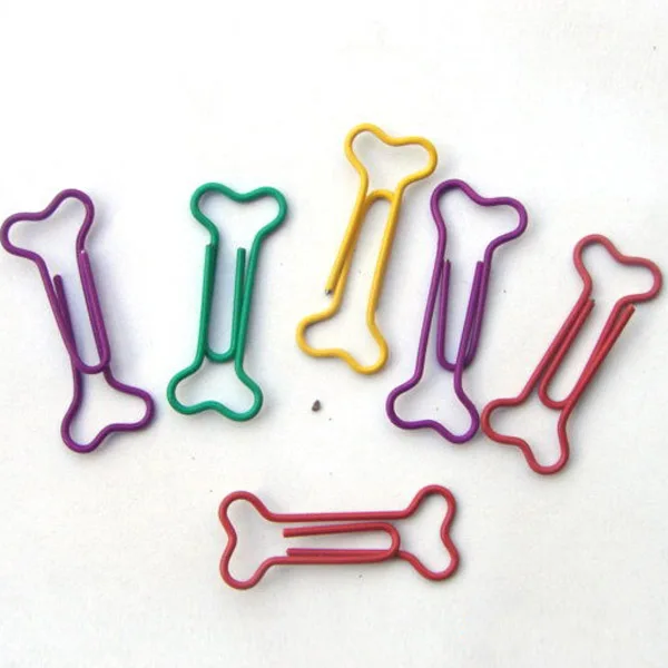 

100pcs Bone Shape Multicolor Metal Paper Clips