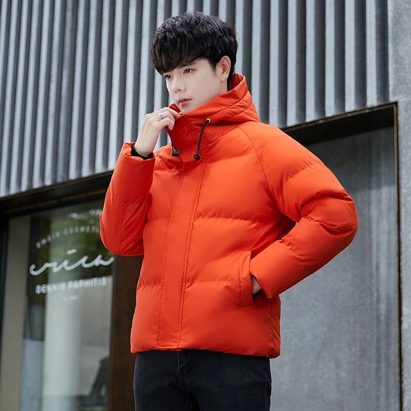 2022 New Fashion Casual Men'S Korean Large Size Jacket Thickened Warm Trend Winter Coat Short Hooded Down Cotton Padded Man