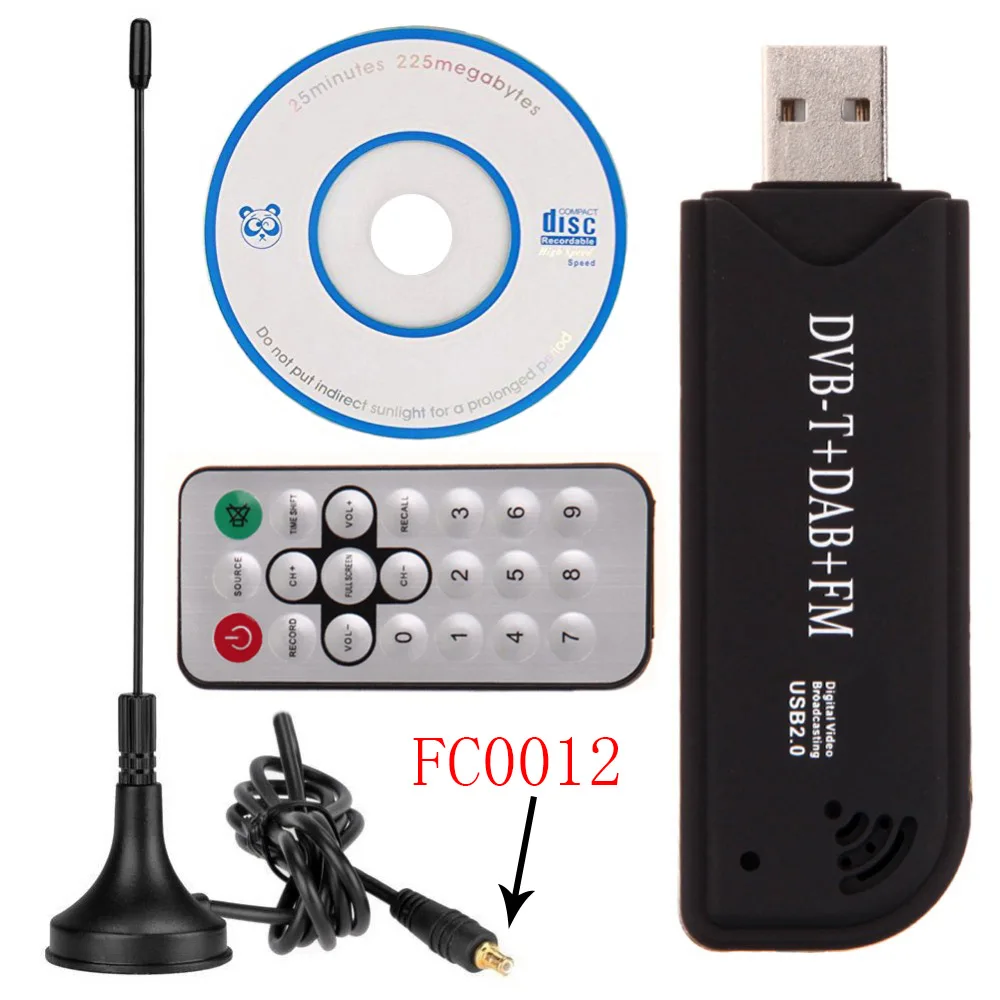 1 комплект цифровой ТВ-тюнер USB 2,0 Dongle Stick ТВ SDR приемник RTL2832U+ R820T DVB-T SDR+ DAB+ FM высокое качество с пультом дистанционного управления - Цвет: FC0012