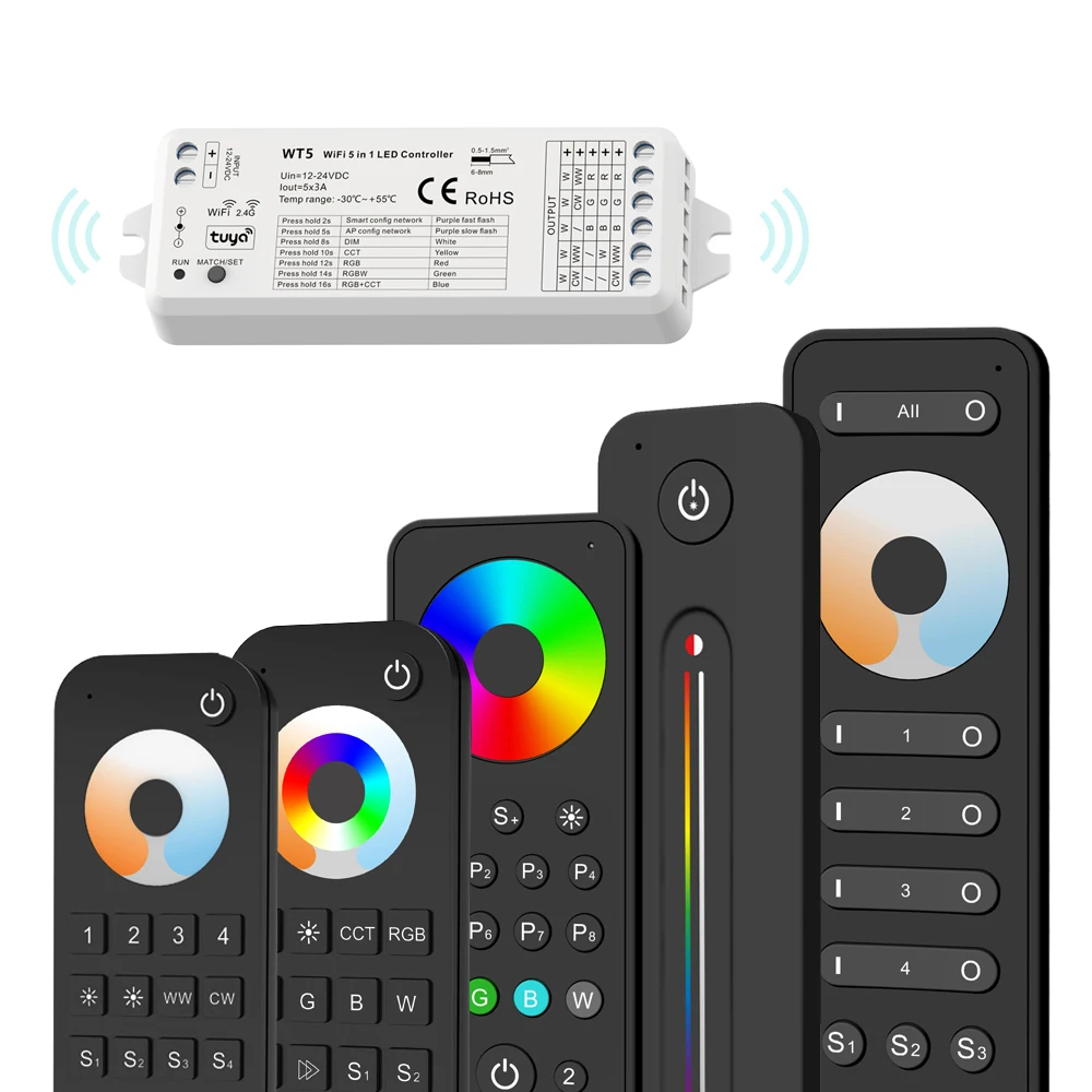 Умный светодиодный контроллер Tuya для Alexa Google Assistant Smart Life 5 в 1 регулятор яркости CCT