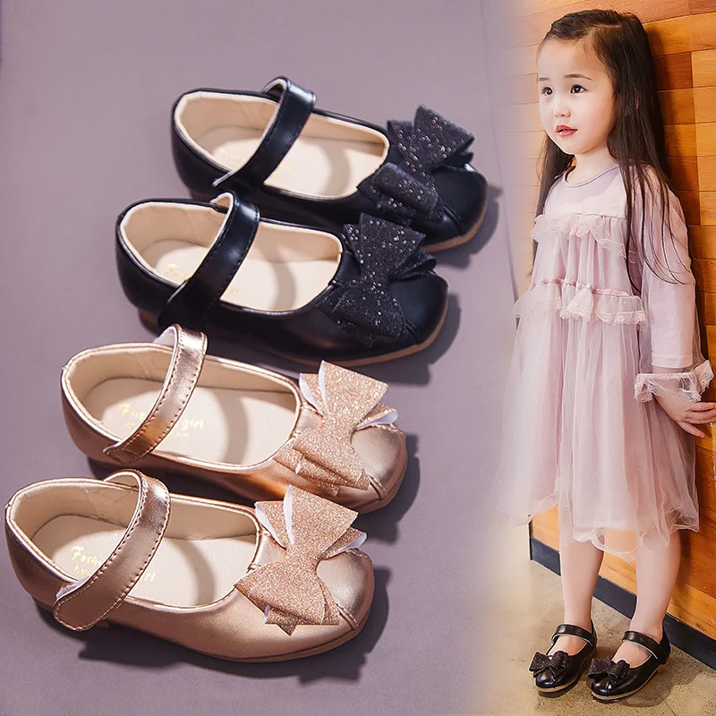 

Skoex Children's Flat Shoes Girls Fashion Princess Shoes Roman Style Solid Bows Ballerina Slip-on Kids Wedding Party Dress Shoe