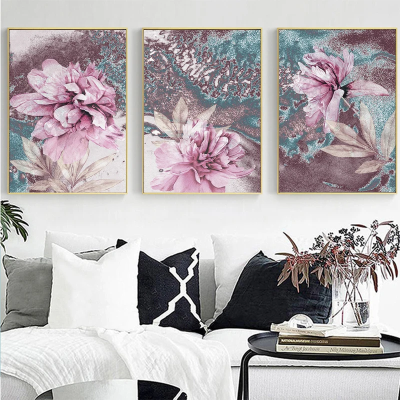 Wall Art Flower Posters and Prints Abstract Painting Scandinavian Poster Nordic Style Decorative Pictures for living room decor | Дом и сад