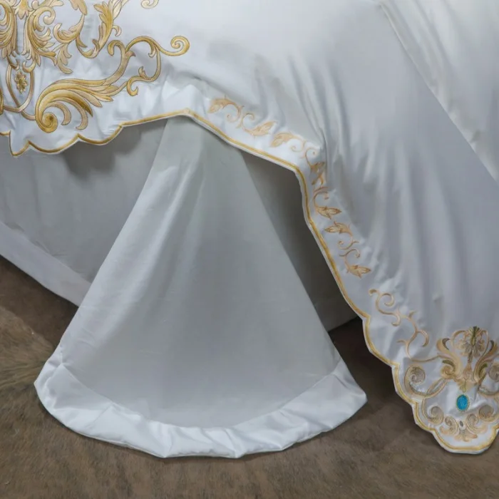 

Factory direct sales of light luxury cotton four-piece set sheets 60 silk set luxury embroidered European bedding