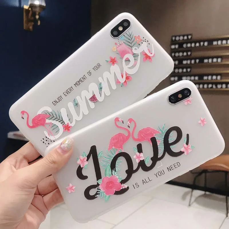 Ins фламинго для iphone 11 Pro Чехол Max 2019 чехол телефона Матовый силикон XR 6 7 8 Plus |