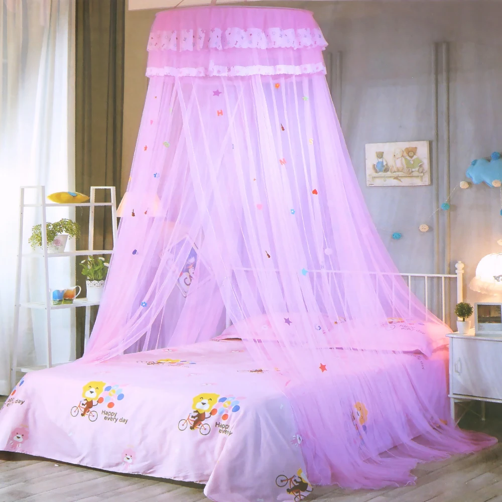 

Dome Bed Netting Canopy Kids Baby Bedding Easy to Install Dome hanging mosquito net Lace Bed Canopy Girls Room Decor 4 Colors