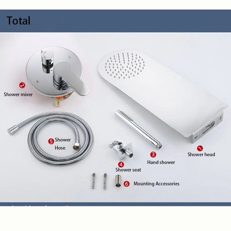 

Bathroom Shower Set Faucets Luxury Rainfall Waterfall Shower Head Wall Mounted Mixer Tap SPA Showerhead System 550X220mm Ceiling