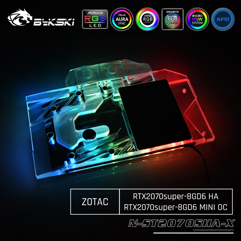 Bykski N-ST2070SHA-X блок водяного охлаждения GPU для ZOTAC RTX 2070 super-8GD6 HA/RTX 2070 super-8GD6 MINI OC