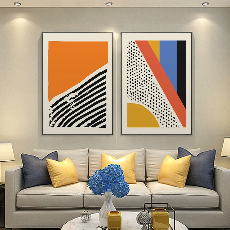 

Abstract Colorful Canvas Painting Geometric Line Wall Art Prints Poster Picture Gallery Living Room Interior Home Decor No Frame