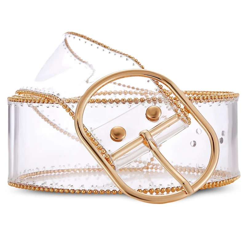 Новый Широкий Пояс для женщин из ПВХ прозрачного цвета Модный пояс платье