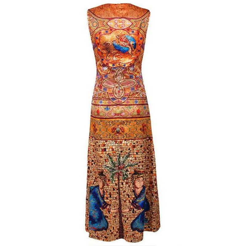 2020 шелковое платье с принтом в национальном стиле для женской одежды | Женская