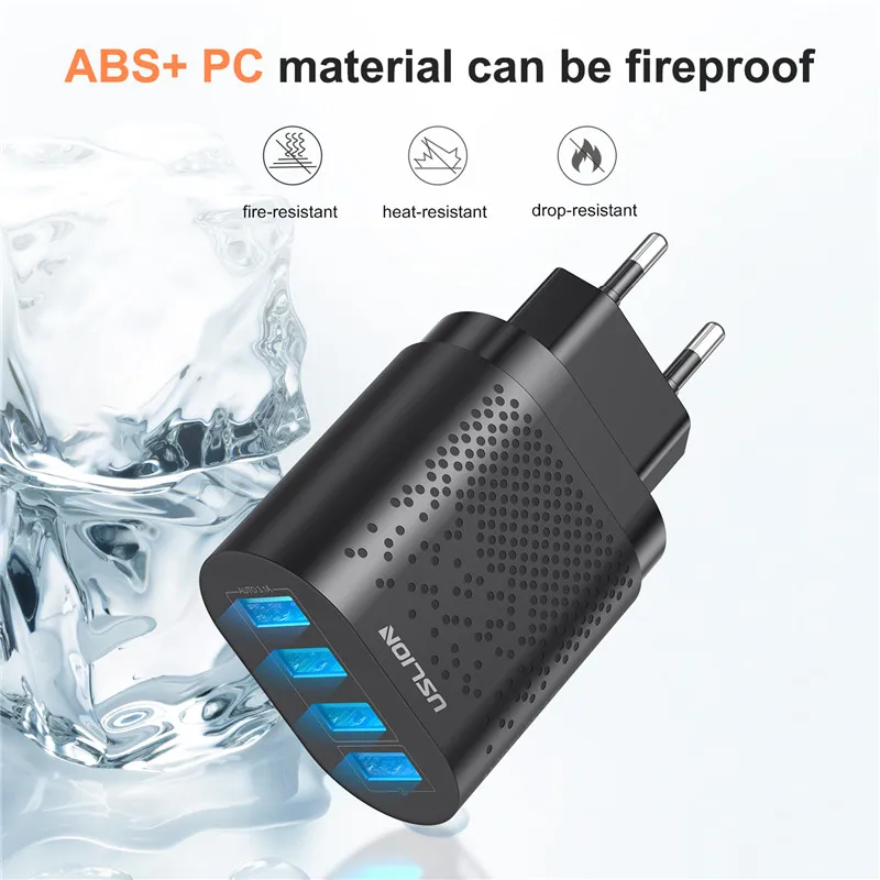 Сетевое зарядное устройство USLION с 4 USB-портами и поддержкой быстрой зарядки 3 0 48 Вт