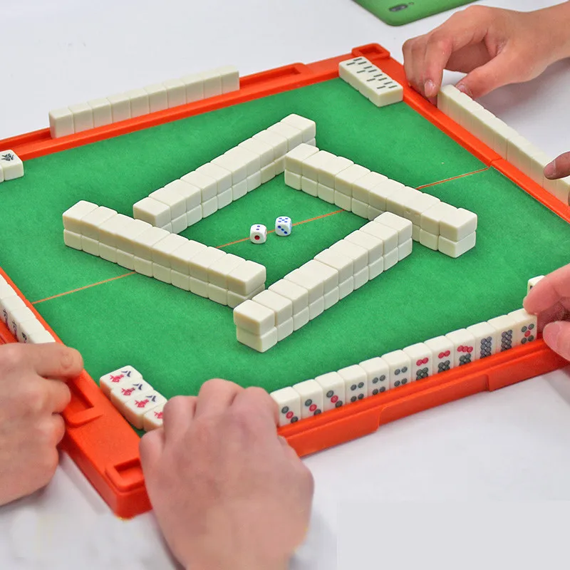 22# Mini mahjong with folding table Chinese Mah-Jong tile 144pcs Portable Tile whole set | Спорт и развлечения