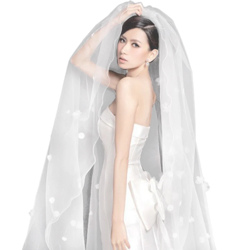 Тюлевое свадебное платье вуаль белые цветы Супер длинная для невесты свадебные