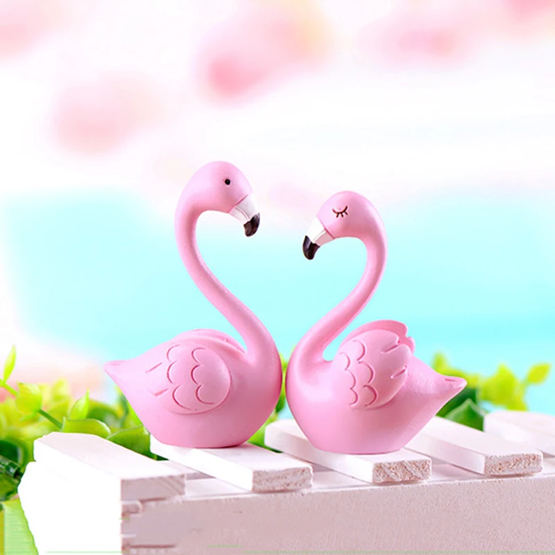 Миниатюрные куклы-фламинго 2 шт. животные из смолы ремесла сказка украшение сада