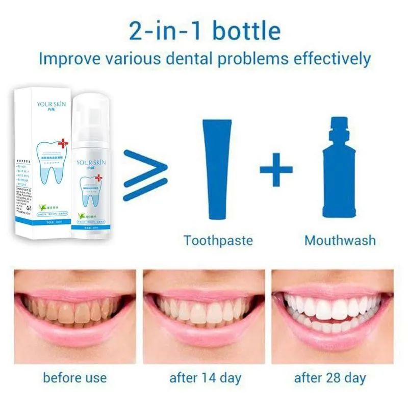 60 мл отбеливающая зубная паста мусс пятен плохо дышит чистка зубов свежая