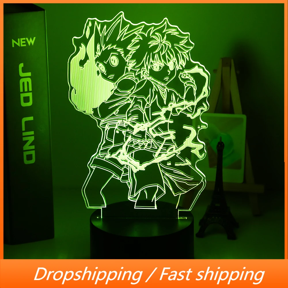 Ночник с 3d фигуркой Gon and Killua ночник в стиле аниме Hunter X декоративное освещение для