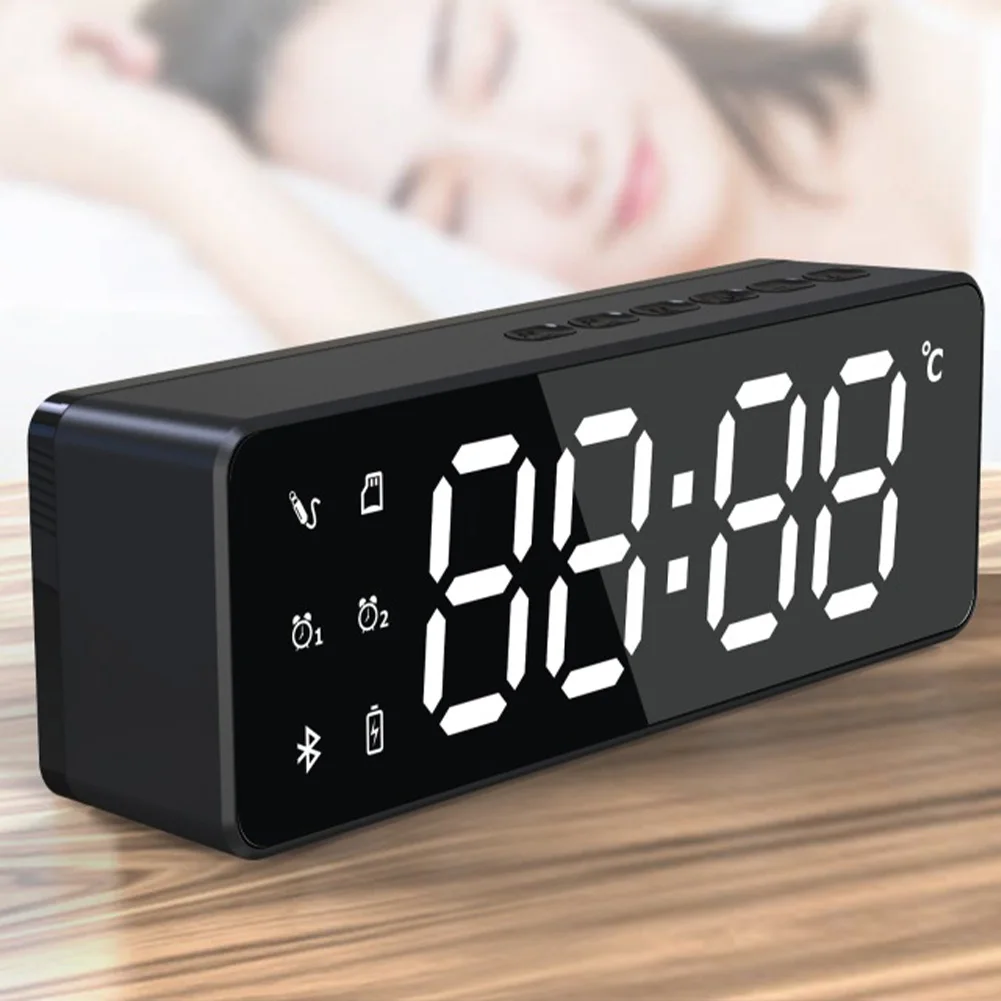 Цифровой будильник стерео Bluetooth динамик с картой памяти зеркальный тип FM-радио