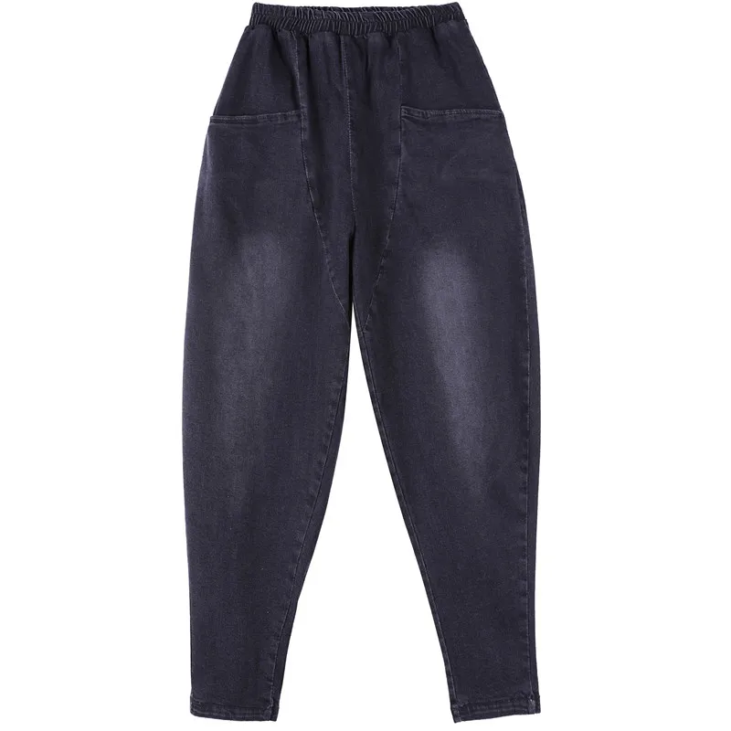 

Spring 2020 new jeans ladies loose elastic waist toe Harem pants large jeans