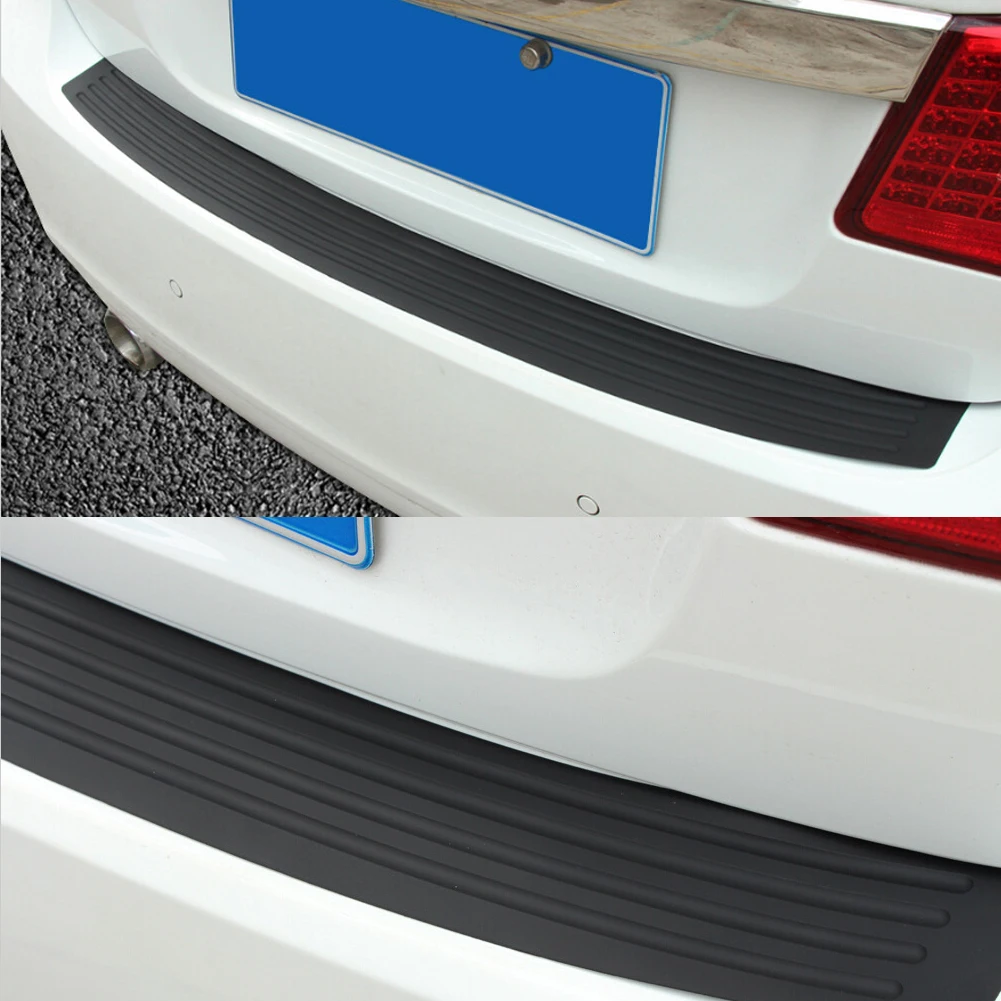

Car Black Rear Bumper Sill Protector Plate Rubber Cover Guard Scratch Resistant Trunk Door Entry Guard + Double-Sided Tape