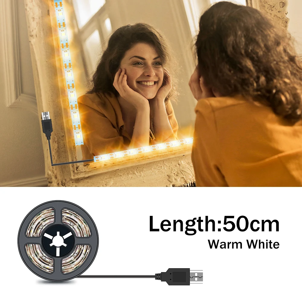 

USB Dressing Table Lamp LED Decoration Light Strip 1M 2M 3M 4M 5M Flexible Mirror Light LED Makeup Vanity Lamp Cosmetic Ampoule