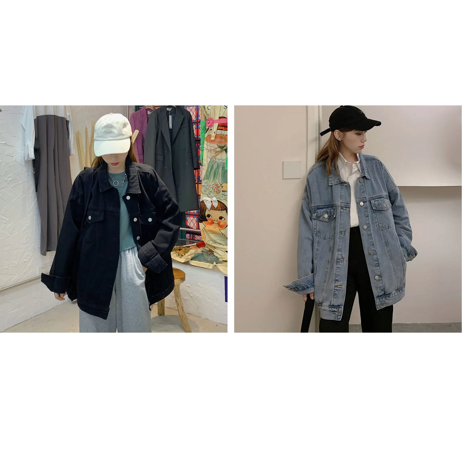 

Medium Length Denim BF Lovers Hong Kong Flavor Black Large Denim Coat Women's Loose Oversize Top Fat Mm Fashion