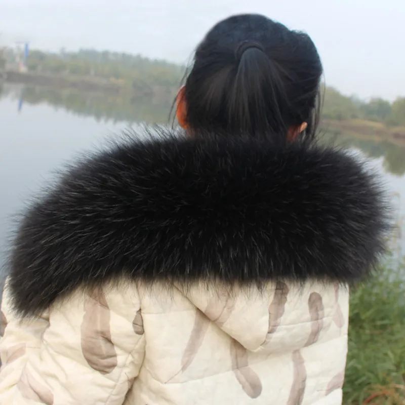 Модная Роскошная Коллекция 100% года натуральный мех енота воротник унисекс