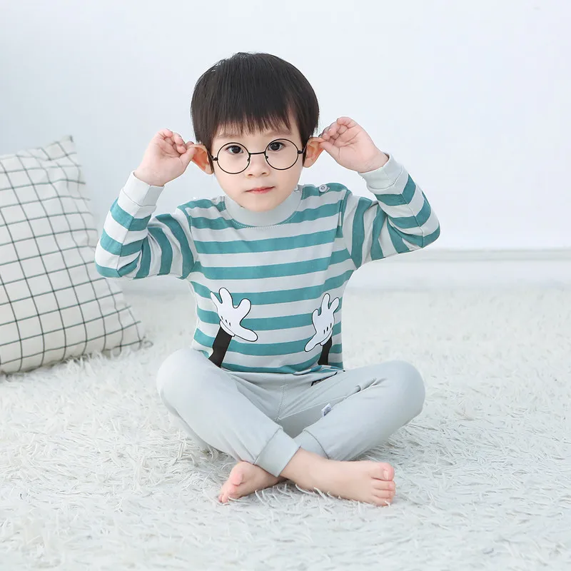 Комплекты одежды для маленьких мальчиков хлопковый детский пижамный комплект с