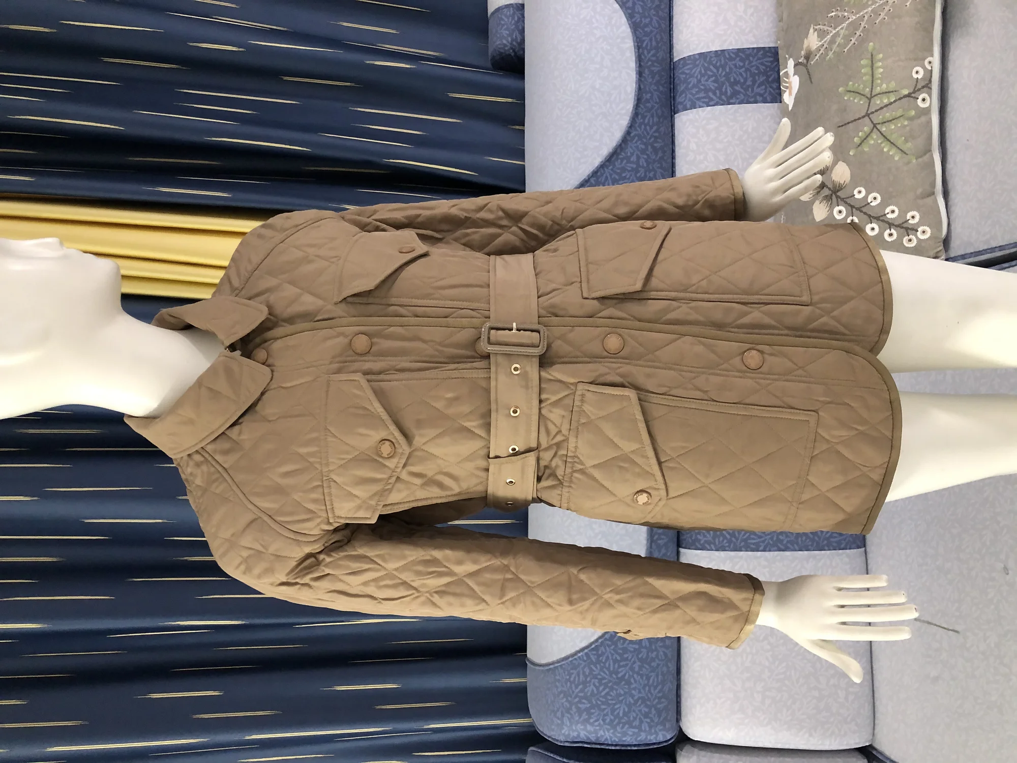 

Classic fashion long warm cotton dress single breasted women trench