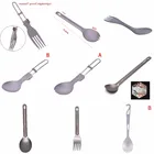 Новинка, 1 шт. титановая ложка, вилка из титана, ложка для кемпинга, уличная посуда, Титановая Ложка с длинной ручкой