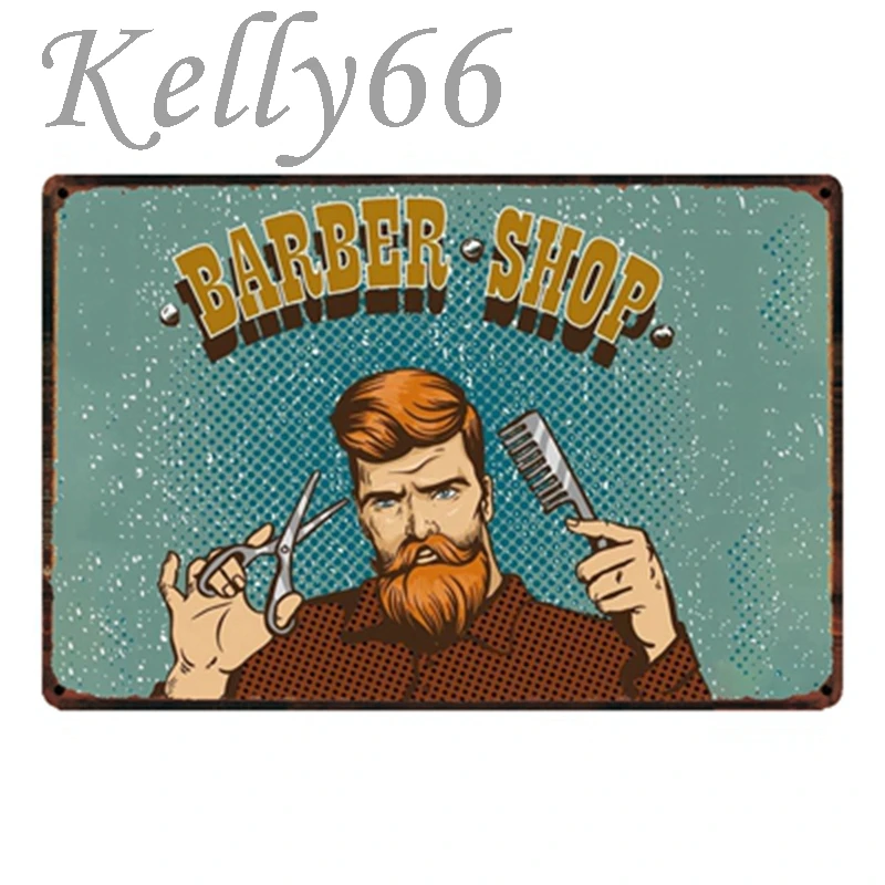 

[ Kelly66 ] Barber Shop Metal Sign Tin Poster Home Decor Bar Wall Art Painting 20*30 CM Size y-1458