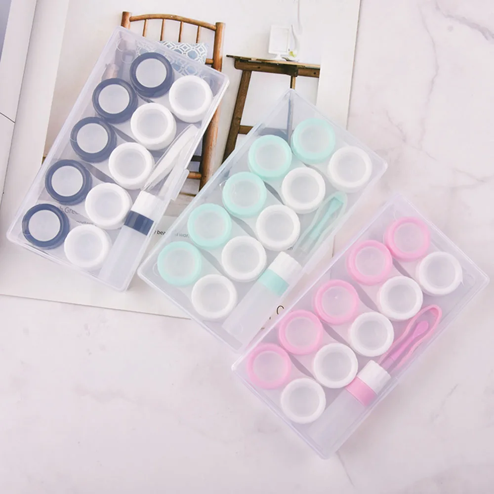 

5 Pairs Contact Lens Box Holder Portable Small Lovely Clear Eyewear Bag Container Contact Lenses Soak Storage Case With Tweezers