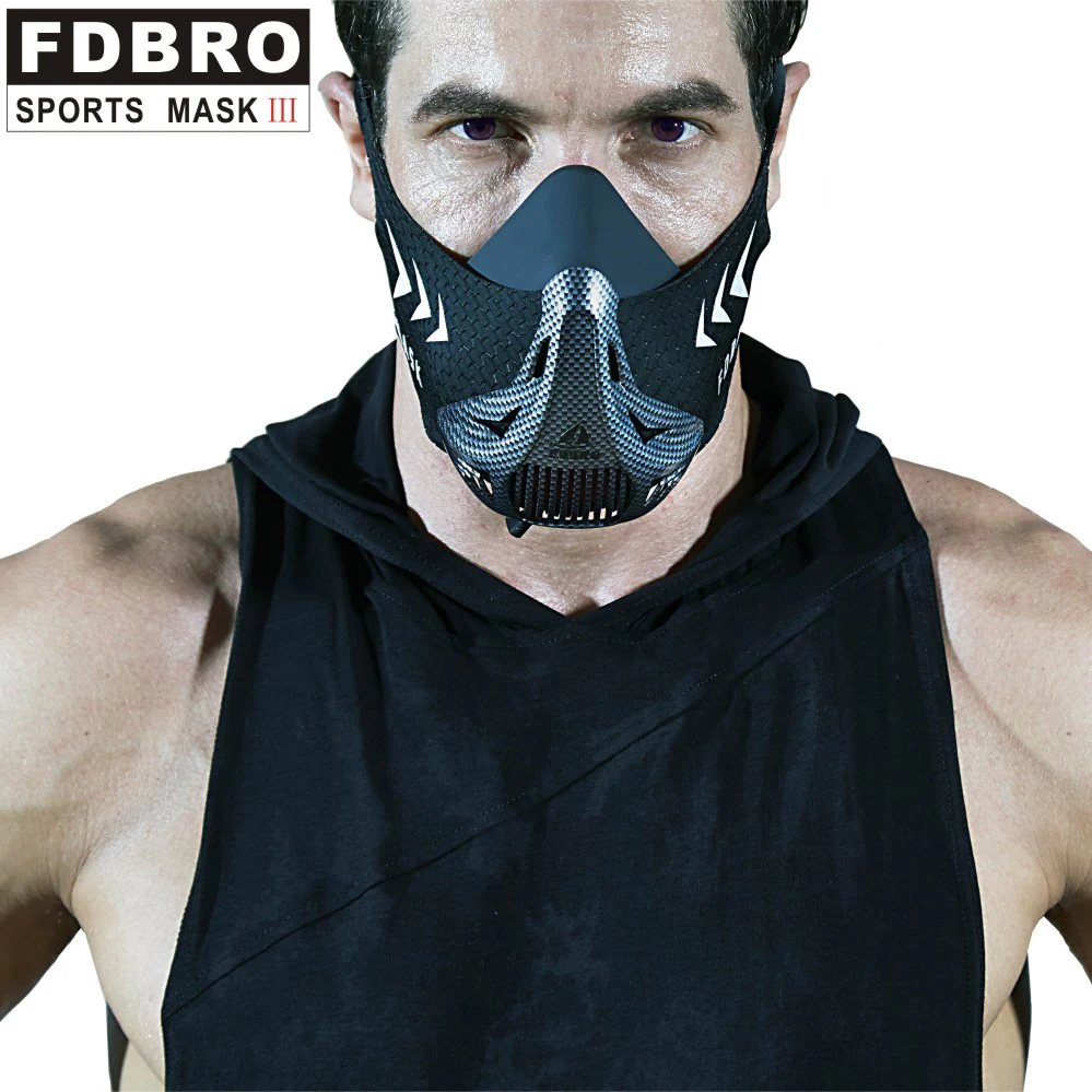 Спортивная маска для бега FDBRO Спортивная маска шестискоростная тренировочная противокислородная защита сопротивление кислороду высота кардио маска для выносливости