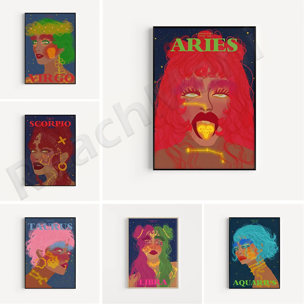 

Gemini Zodiac Sign Poster, Zodiac Print, Astrology, Digital Download Print, Poster, Colorful Wall Art, Home Decor, Printable, H