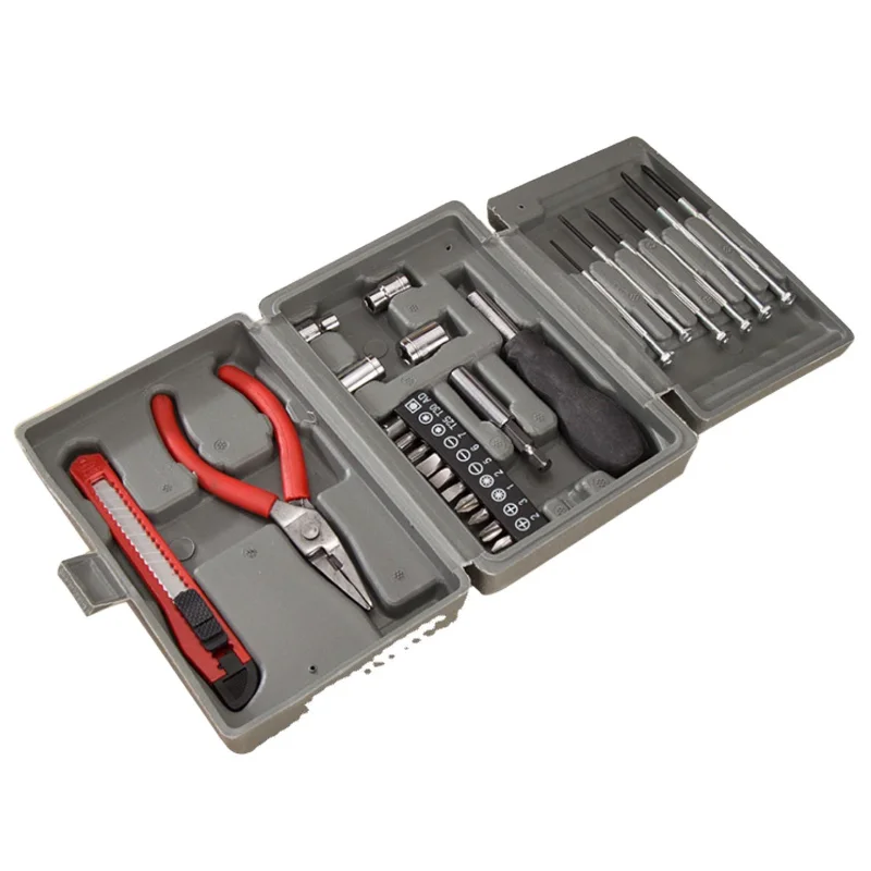 

24PC Home Multifunctional Case Hardware Combination Tool Set Boxed Square Tool Box Portable Storage Instrument Toolbox