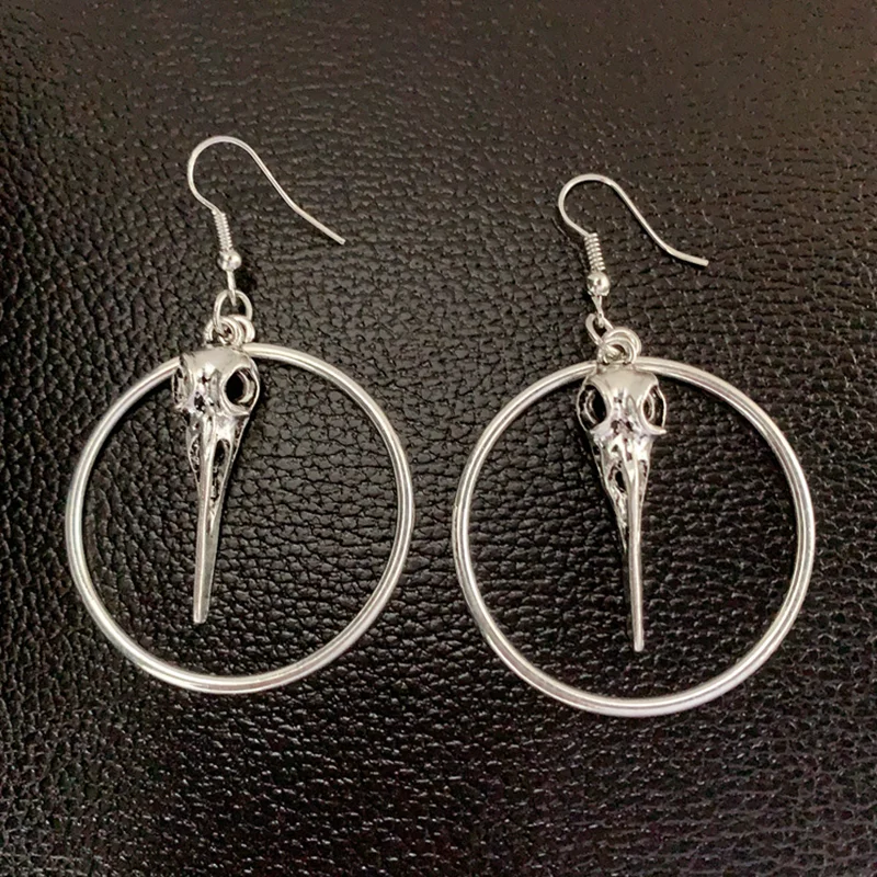 Новые готические серебряные серьги ворона Винтажные ювелирные изделия ведьмы