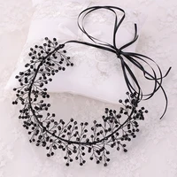 luxury bridal pearls headbands for women black red stone handmade rose gold head bands wedding engagement hair accessories