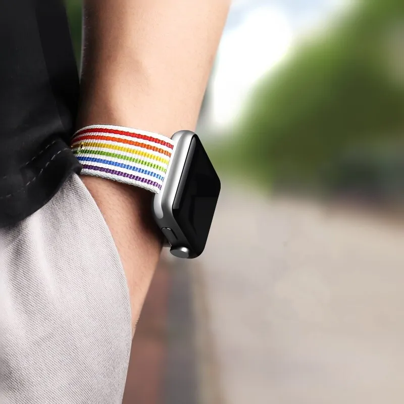 Нейлоновый ремешок для Apple Watch band 44 мм 40 iWatch Band 38 42 спортивный тканевый браслет
