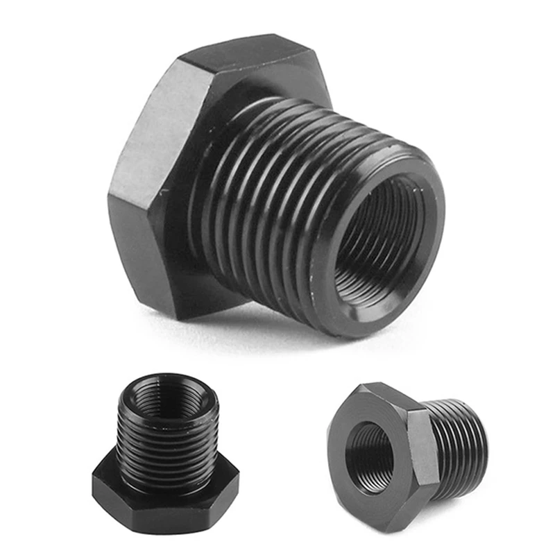 

1pcs 1/2-28 To 3/4-16 Threaded Adapter Automotive Oil Filter Steel Black Knurled Car
