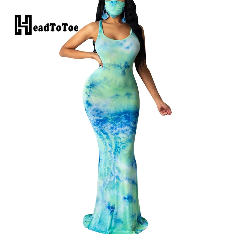 

Cheetah Tie Dye Print Mermaid Sleeveless Maxi Dress
