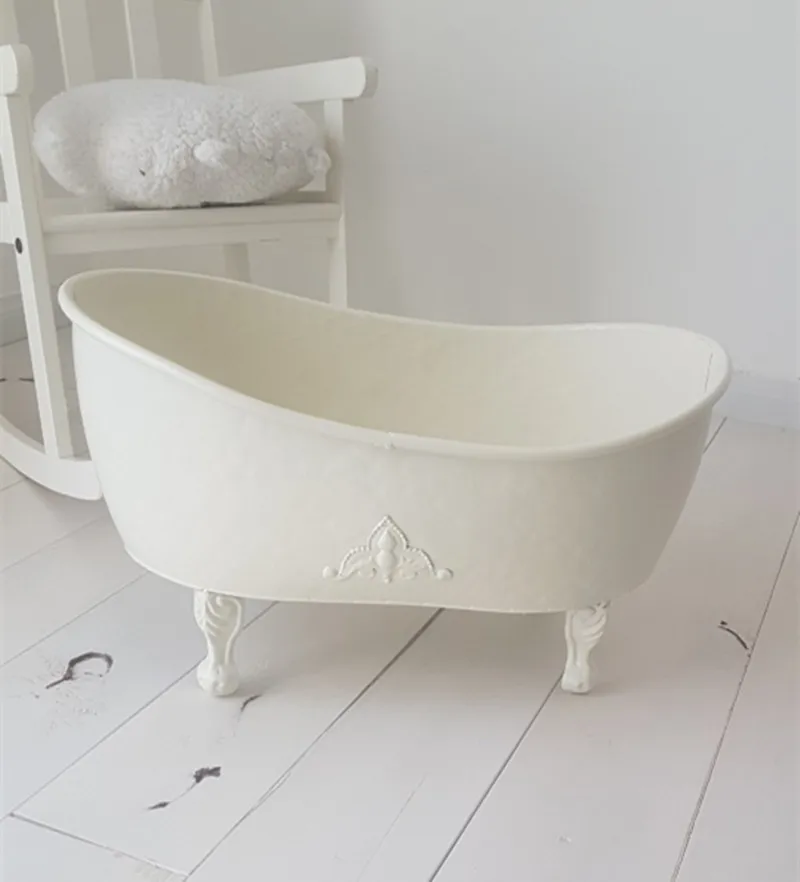 

Dvotinst Baby Photography Props Iron Art Mini Bathtub Hot Fotografia Accessory Infantil Toddler Studio Shooting Photo Props