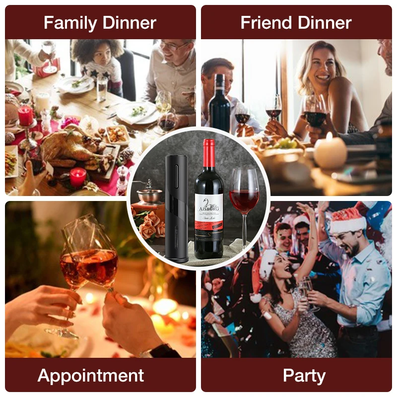 

Electric Wine Opener Rechargeable Automatic Corkscrew Wine Bottle Opener with Foil Cutter & USB Charging Kitchen Tool Can Opener