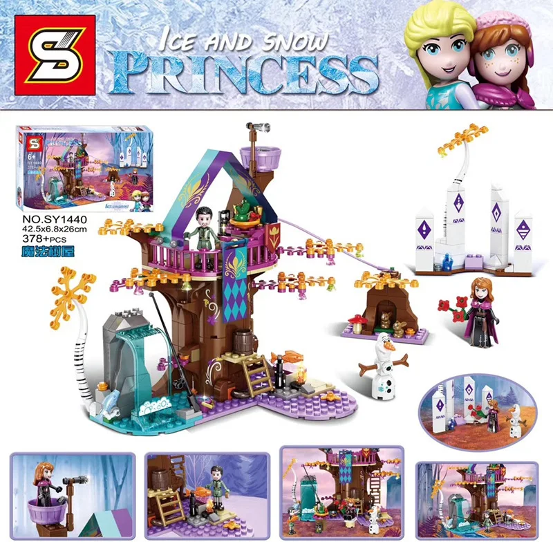 Волшебный домик на дереве лед и снег мир девочка игрушки для сборки маленький