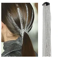 european and american jewelry silver plated tassel hair chain street photo fashion tassel chain headdress womens head chain