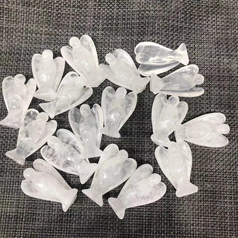 

Natural Stones Clear Quartz Crystal Angel Healing Gemstones Hand Carved Reiki Home Decoration
