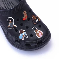 1pcs black lives matter shoe charms black girl magic queendom slipper accessories decoration fit croc party kids gifts blm