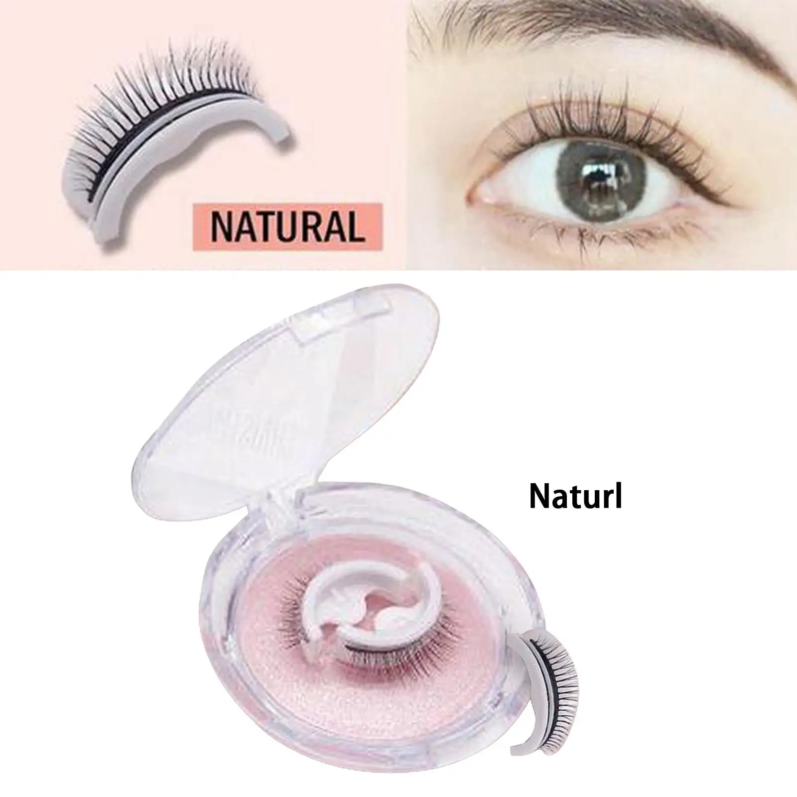 

1 Pair Reusable Self-adhesive False Eyelashes Natural Curly Thick Wispy 3 Seconds to Wear No Glue Needed 3D Mink Fake Eyelashes