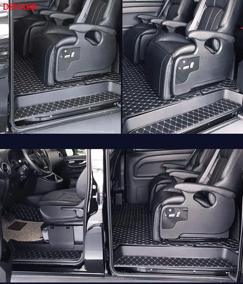 

leather Car Floor Mat Fit For Mercedes Benz V-class Viano Valente Vito Metris W447 2014-2020 2016 2017 2018 2019 2015Accessories