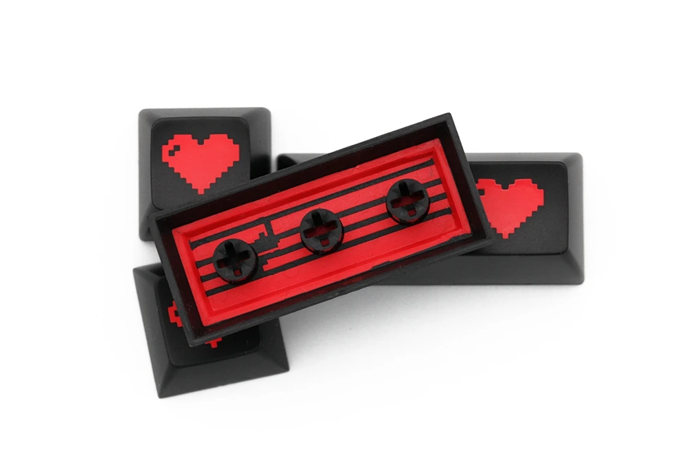 Domikey abs doubleshot keycap pixel heart black red oem dsa sa Вишневый профиль для покера 87 104 gh60 xd64 xd68 xd84 xd75