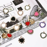 22mm metal pendant button luxury black and white color diamond pearl love button pendant accessories 10 pieces